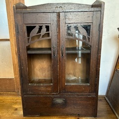 昭和レトロ　鳥柄アンティーク本棚