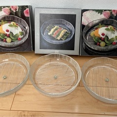 【新品未使用】保谷ガラス製(HOYA)ガラス食器　平皿3セット