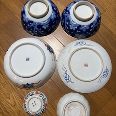 ⑭骨董市購入　時代ありの皿・鉢　おまとめ６点　※難あり含むの画像