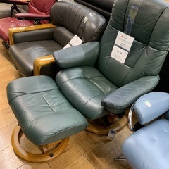 チェア Ekornes オットマン付  背面キズ有 総革 ストレスレ スチェア Mayfair クラシック