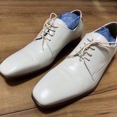 【メンズウェディングシューズ】Men's / Plane Toe / Whiteの画像