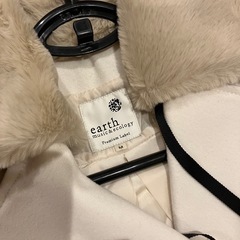 earth music & ecology 新品 3wayダブルロングコート オフホワイト ファー襟付の画像