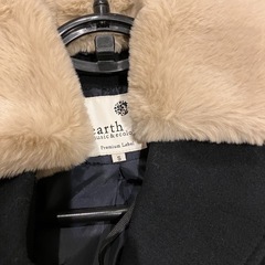 earth music & ecology 新品 3wayダブルロングコート ダークネイビー　ファー襟付の画像