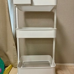 【美品】スチールワゴン トロリ(ホワイト)　の画像