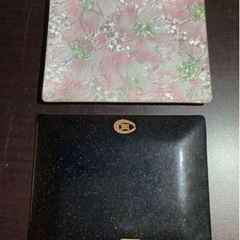 七宝焼　シルバーに儚い桜色のグラデーション　キラキラの角皿　２枚揃いの画像