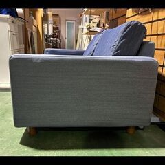 札幌限定配送/お引き取り可◆家具◆無印良品◆スリムアーム 2人用カバーリングソファー/コンパクト◆デニム◆W138 D85 H73の画像