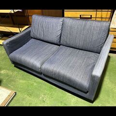 札幌限定配送/お引き取り可◆家具◆無印良品◆スリムアーム 2人用カバーリングソファー/コンパクト◆デニム◆W138 D85 H73の画像
