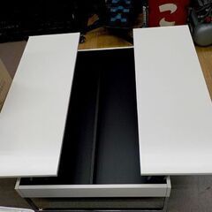 センターテーブル 幅120.5㎝ ホワイト ローテーブル リフトアップ 跳ね上げ 白 リフティング 西岡店の画像