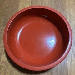 朱色の漆器　木製のくりぬき　捏鉢　こね鉢　寿司桶の画像