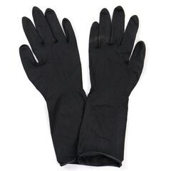 天然ゴム手袋 長さ30cm XSサイズ 約45枚入り シルキーブラックの画像