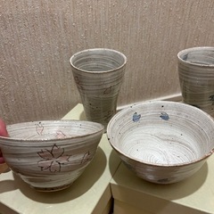 【決定済】お茶碗と和グラス　夫婦セット　新品
