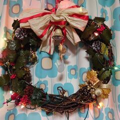 【🎄クリスマスリース(大)➕ポインセチア造花２点セット】#ハンドメイド