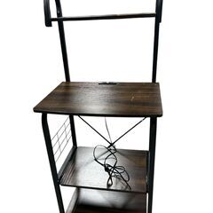 レンジ台 キッチン収納 中古 美品 電源付き 木目調