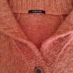 レディース ポンチョ型ニット オレンジ色の画像