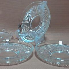 昭和レトロ　気泡入り　ガラス皿　４枚　美品の画像