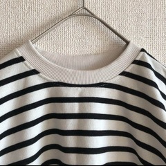 GRL クロップドボーダースウェット[cb1255]アイボリー×ブラックの画像