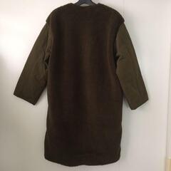 ボア×キルティング異素材ロングコートの画像