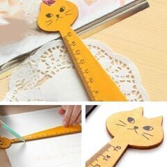 猫ちゃんウッド定規（新品）15cmの画像