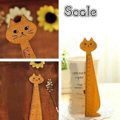 猫ちゃんウッド定規（新品）15cmの画像