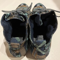 FOREVER21 パッチワーク柄ブーティ グリーン＆ネイビー系　23cmの画像