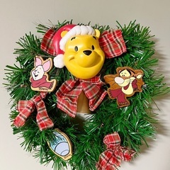 【年代物】Disney くまのプーさん ファイバーLED 光るクリスマスリースの画像