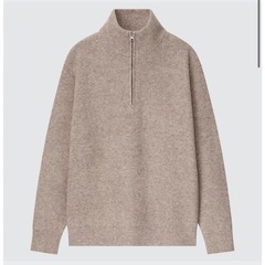 ユニクロ スフレヤーンハーフジップセーター（長袖） ナチュラル ...