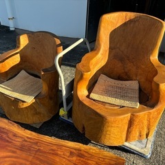 天然木 無垢材 チェア椅子 テーブル 座卓 5点セット居間　の画像