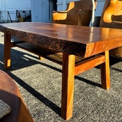 天然木 無垢材 チェア椅子 テーブル 座卓 5点セット居間　の画像