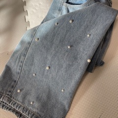 パール付きジーンズ　ワイド