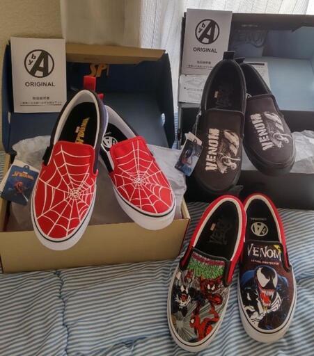 新品・未試着３種類3足セット!!!MARVELbyAコラボ　スリップオンシューズ３種類セット/24.0cm（※１足は中古美品）