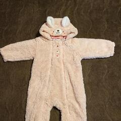 フワモコうさぎのロンパース  ピンク  80cm