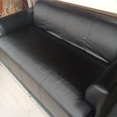 ★ジモティー割あり★2P合皮ソファー　IKEA　BK　 高さ(H)71cm× 幅(W)141cm× 奥行(D)73cm【joh3479】