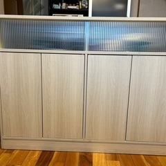 ★値下げ★キッチンカウンター 収納棚テーブル 白⭐︎の画像