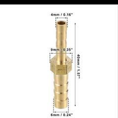 銅ホース継手コネクタ ホースバーブ 有刺鉄線管 パイプ継手 クランプ付き 4-6 mm 2セットの画像