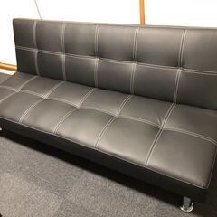 美品★使用期間１カ月のみ★ソファーベッド★ブラック★合成皮革★３人掛け★シングル★折りたたみ★幅170cm★
