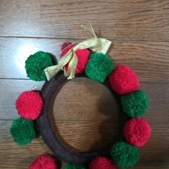 大小3点セット手作りクリスマスリースフェルトと毛糸で作成の画像