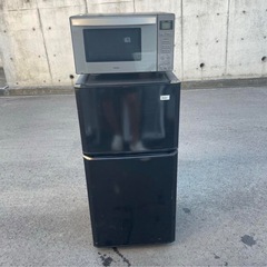 【一人暮らし2点セット❗️】　希少ブラック！冷蔵庫、電子レンジ　...