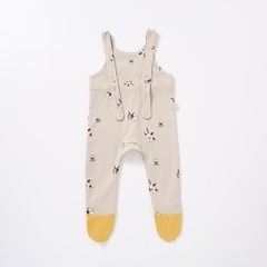 【美品】コットンサロペット　ベビー　ベージュ　フラワー　