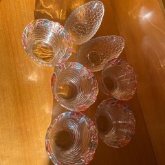 ガラス食器 花柄5皿 透明2皿