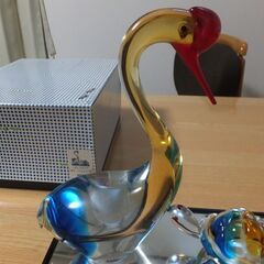縁起がいい ＭｕｌｔｉＧｌａｓｓ マルチグラス 鶴と亀 ツルとカメペア ミラー台付き 元箱あります。の画像