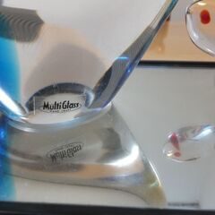 縁起がいい ＭｕｌｔｉＧｌａｓｓ マルチグラス 鶴と亀 ツルとカメペア ミラー台付き 元箱あります。の画像
