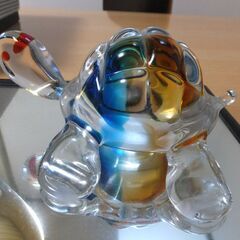 縁起がいい ＭｕｌｔｉＧｌａｓｓ マルチグラス 鶴と亀 ツルとカメペア ミラー台付き 元箱あります。の画像
