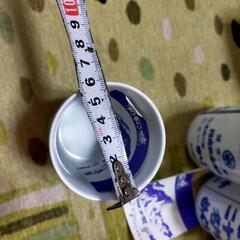 哲山有田焼き湯呑み　ブルー　陶器　和柄8個セットの画像