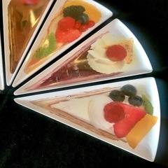 ケーキの柄のデザート用メラミン三角皿 6枚セットの画像