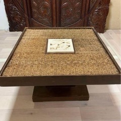 センターテーブル　ストーンカービング　アジアン　机　木製家具　ア...