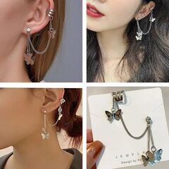 片耳用 /バタフライスタッドピアス イヤークリップの画像