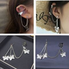片耳用 /バタフライスタッドピアス イヤークリップの画像