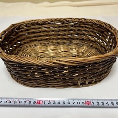 天然素材 楕円形バスケット 約30cm x 23cm x 10c...