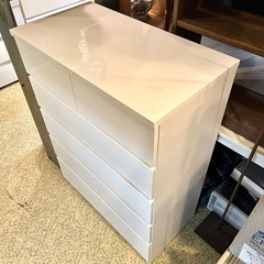 【武蔵小山店】【～4/14限定SALE！表示価格より20%お値引き！】 ハイチェスト フォウ FOW 80HC チェスト エナメルチェスト フルオープンレール フルスライドレール スライドレール ホワイト 5段 衣類収納 タンス 箪笥 整理タンス 衣装タンス 鏡面仕上げの画像