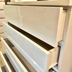 【武蔵小山店】【～4/14限定SALE！表示価格より20%お値引き！】 ハイチェスト フォウ FOW 80HC チェスト エナメルチェスト フルオープンレール フルスライドレール スライドレール ホワイト 5段 衣類収納 タンス 箪笥 整理タンス 衣装タンス 鏡面仕上げの画像